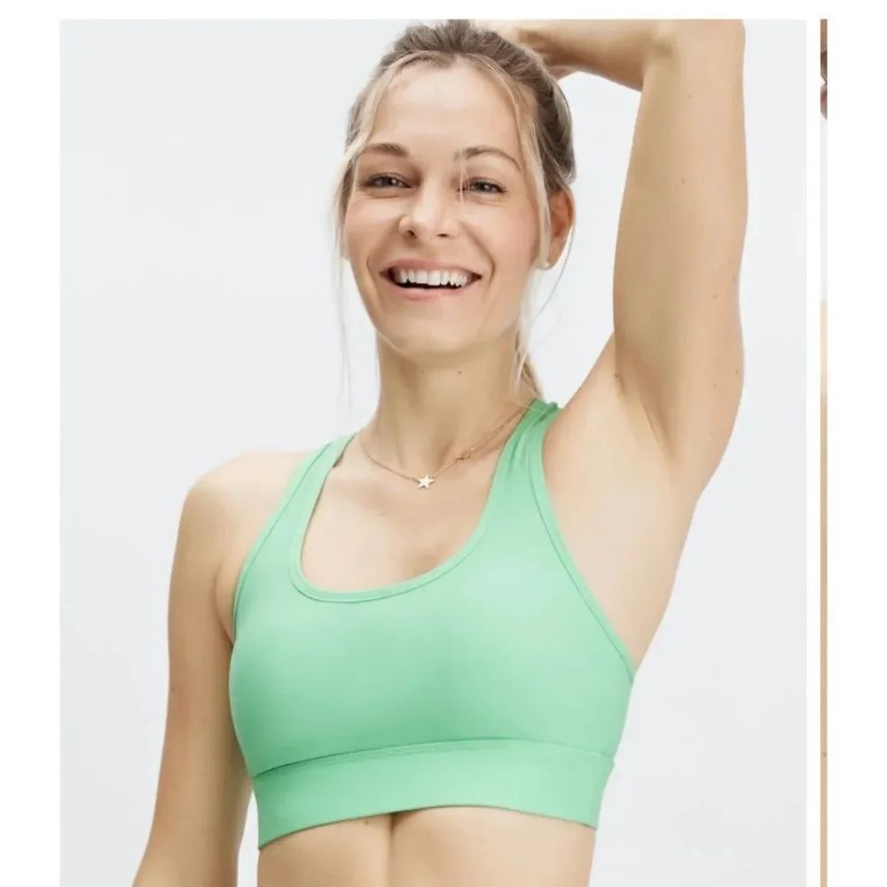 Fabletics On-The-Go Medium Impact Sports Bra in Tropical Water Size Large